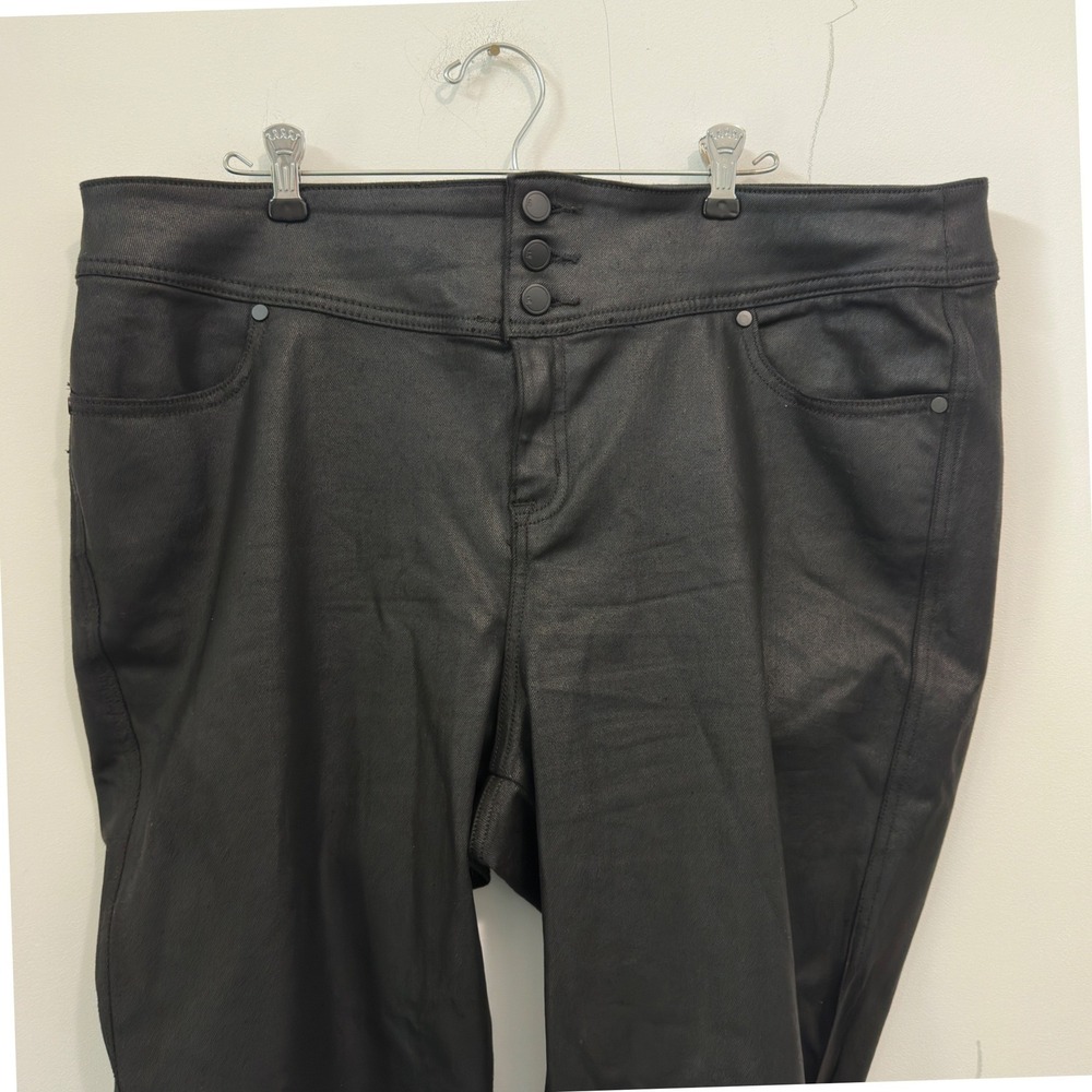 Lane Bryant Coated Denim Skinny Jeans Black High Rise Stretch Plus Size 20 - Picture 3 of 7